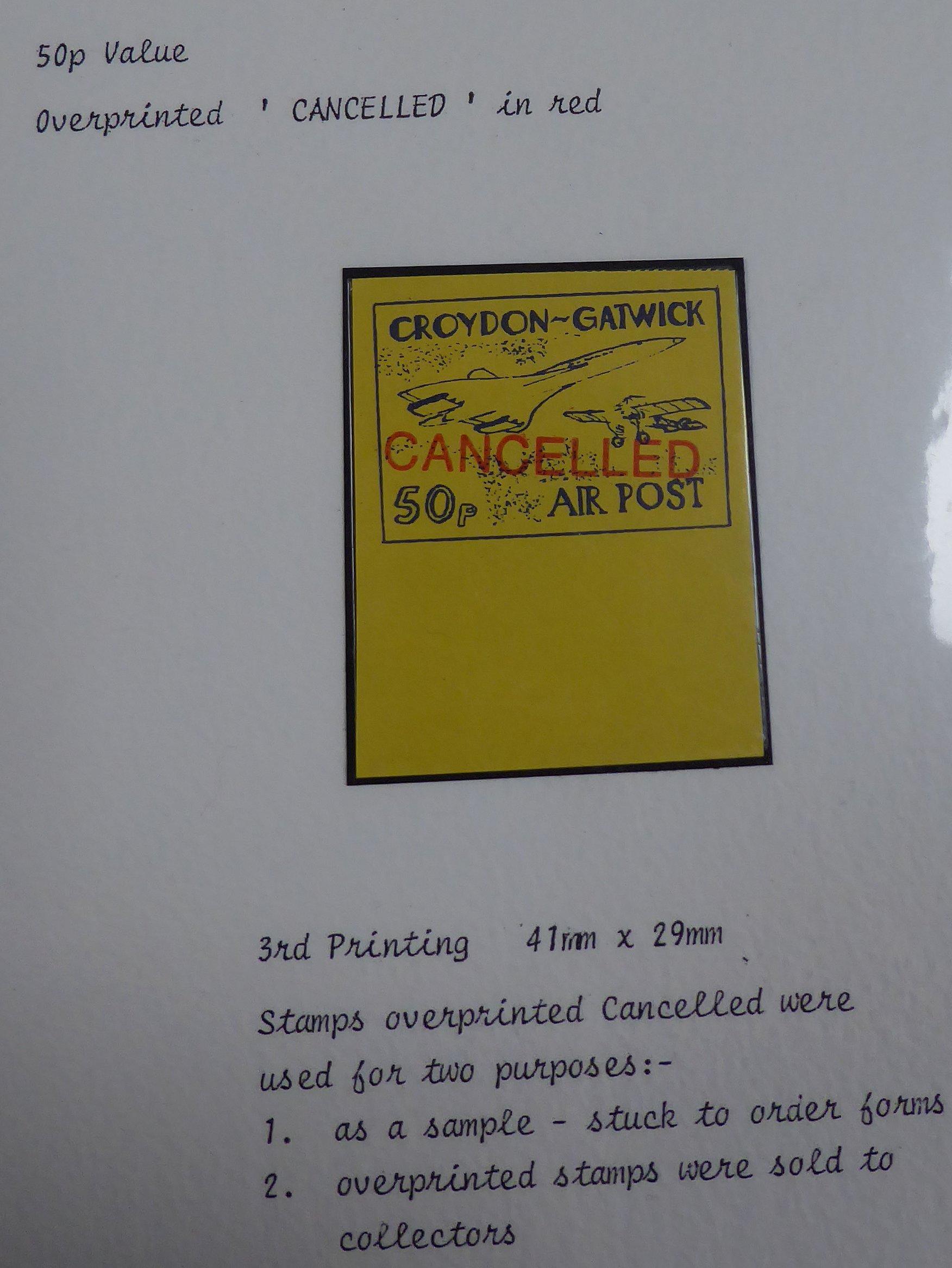 Croydon Gatwick Strike Post Stamps 1971 50p Concorde issue ex Brian Asquith collection